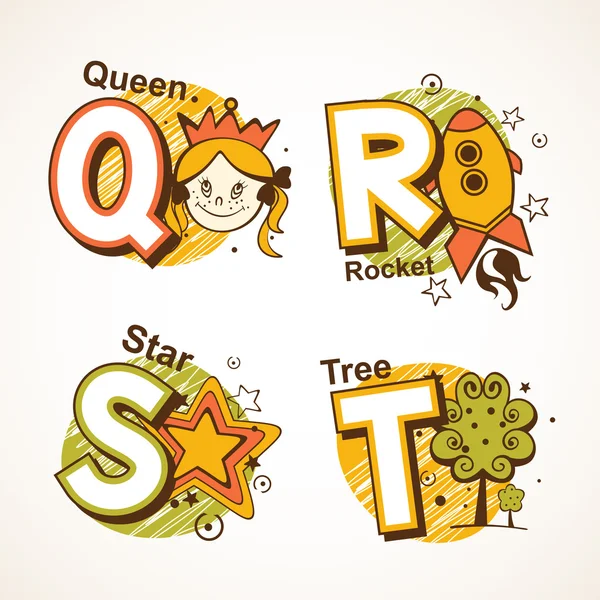 Conjunto alfabético de Q a T — Vector de stock