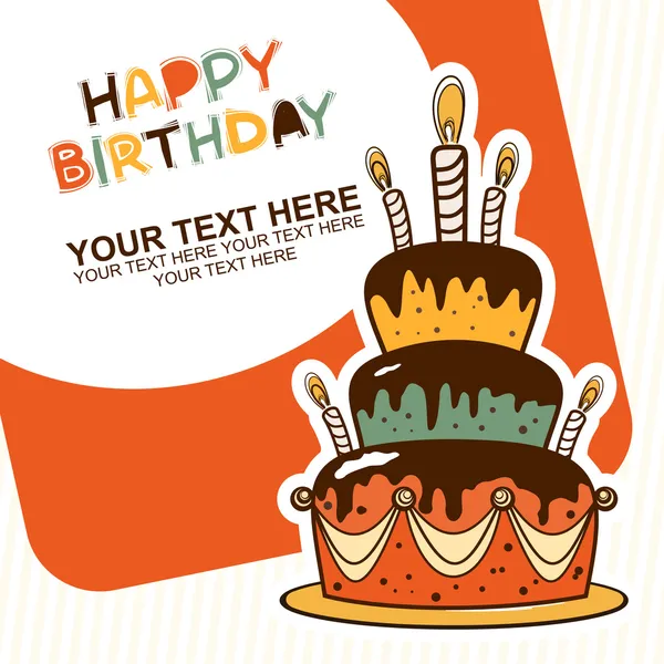 Feliz cartão de bolo de aniversário —  Vetores de Stock