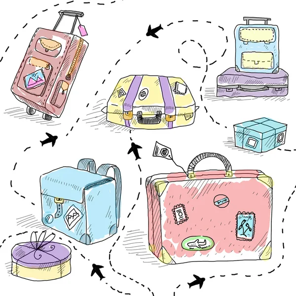 Комплект сумок и чемоданов — стоковое фото
