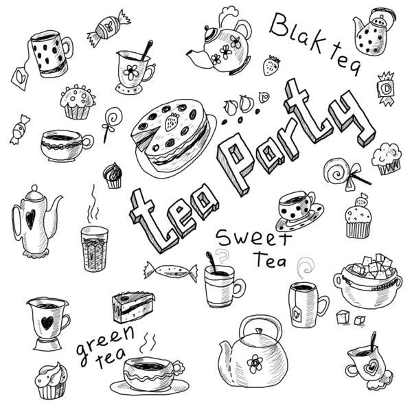 Ilustración de juego de fiesta de té . —  Fotos de Stock