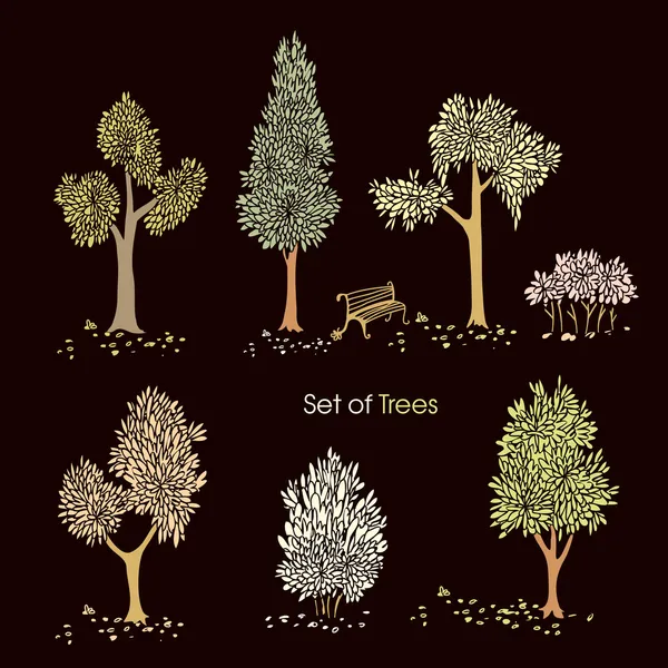 Set of stylized trees. — Stock Vector