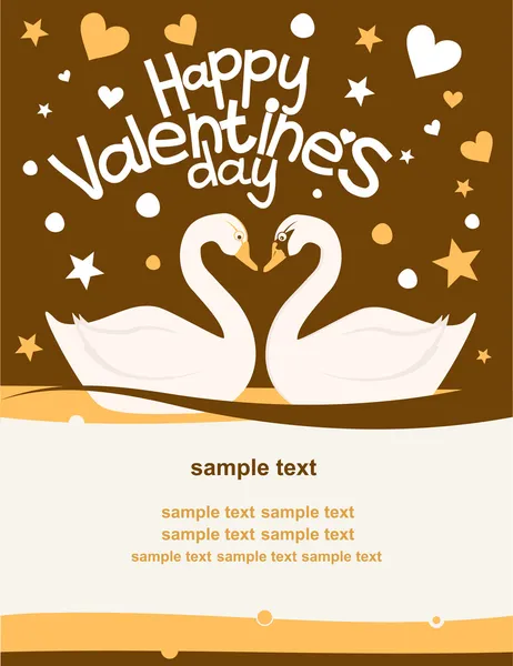 Carte mignonne Saint Valentin avec une paire de cygnes — Image vectorielle