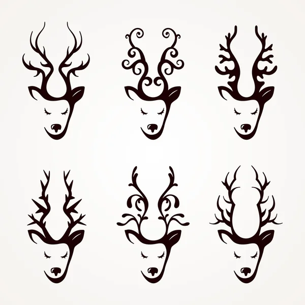 Set of beautiful abstract deer — Stock Vector