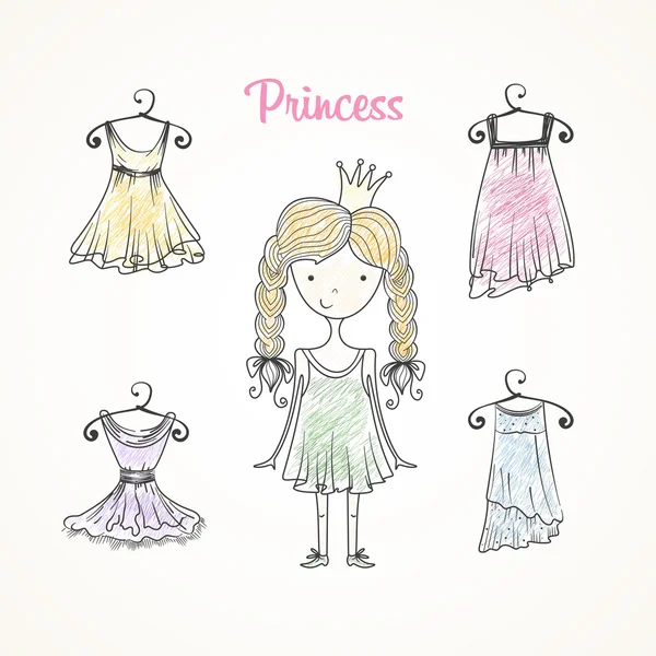 Коллекция платьев для принцессы — стоковый вектор