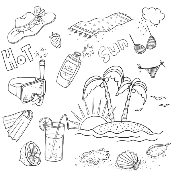 Summer set. Hand-drawn. — Stock Photo, Image