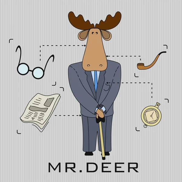 Hipster deer in suit — Stock Vector