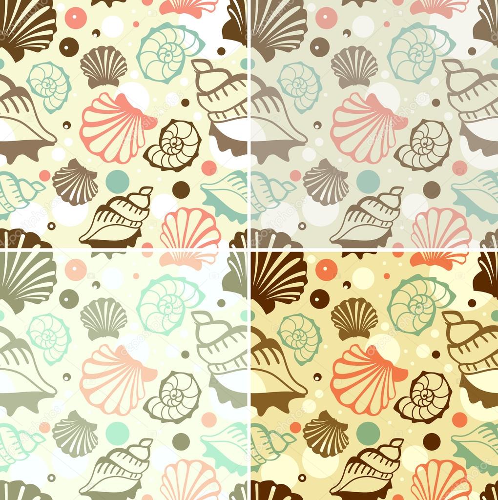 Seamless pattern with sea shells.