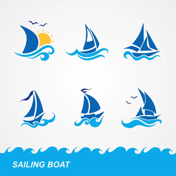 Set van zeilboot pictogrammen — Stockvector