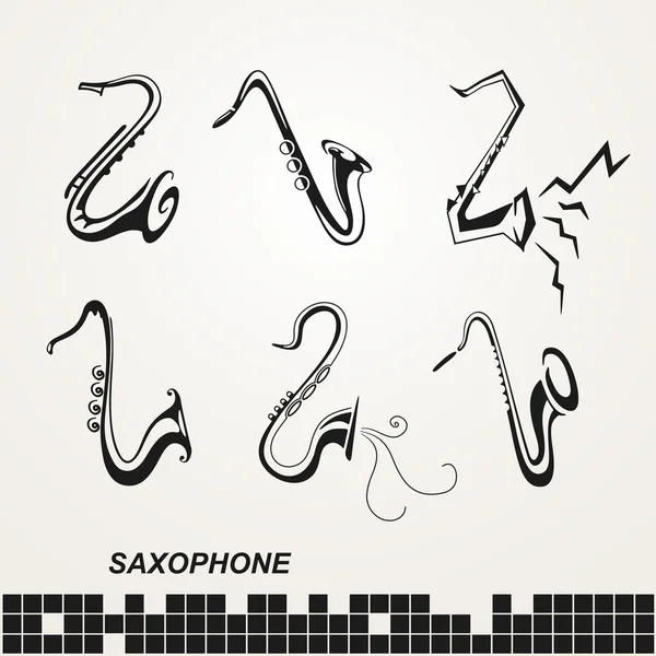 Saxophone setzen Zeichen für Gestaltung — Stockvektor