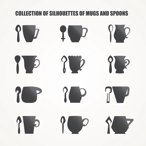 Tasses et cuillères — Image vectorielle