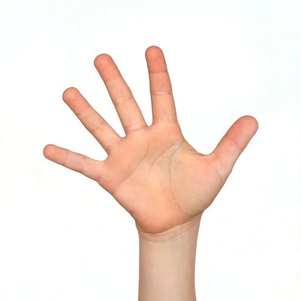 Child hand shows the number five — Stock Photo, Image