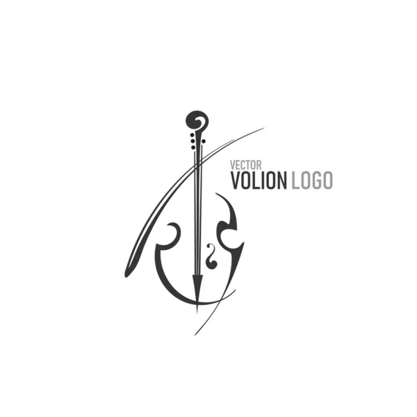 Abstract Monochrome Violin Logo Musical Instrument Vector Illustration — ストックベクタ