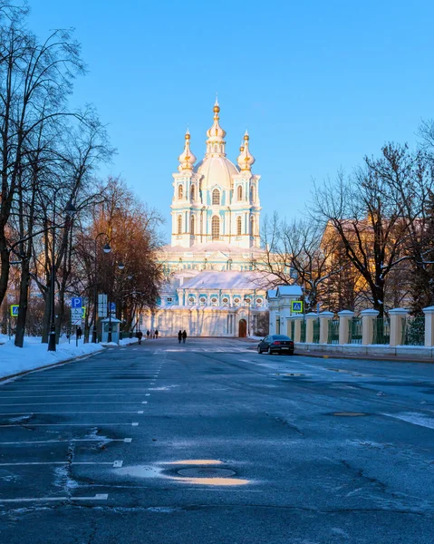 View Smolny Cathedral Smolny Park Sunny Winter Day Sankt Petersburg — Stock Photo, Image