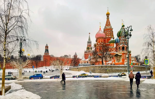 Moscú Rusia Enero 2022 Moscú Catedral San Basilio Plaza Roja — Foto de Stock