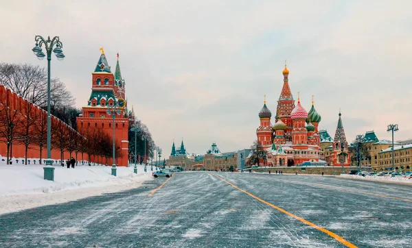 Moscow Russia January 2022 Moscow Basil Cathedral Red Square — Stock Photo, Image