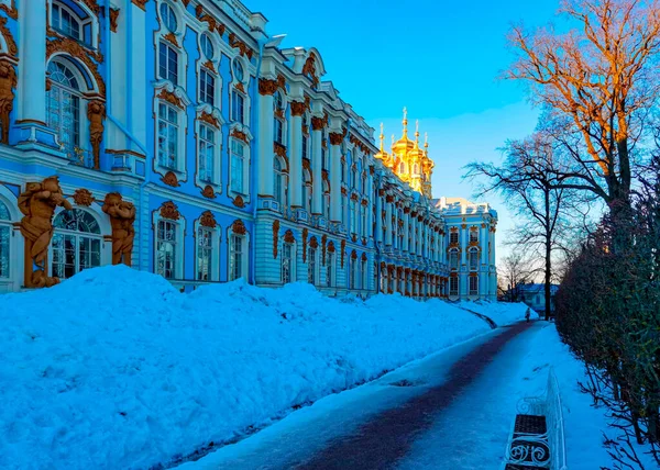 Palácio Catarina Residência Verão Rococó Dos Czares Russos Localizada Cidade — Fotografia de Stock