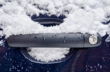 car handle covered with snow clipart