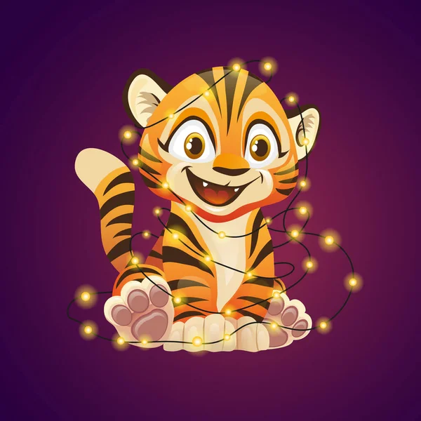 Aranyos Tigris Szimbóluma Kínai Újév — Stock Vector