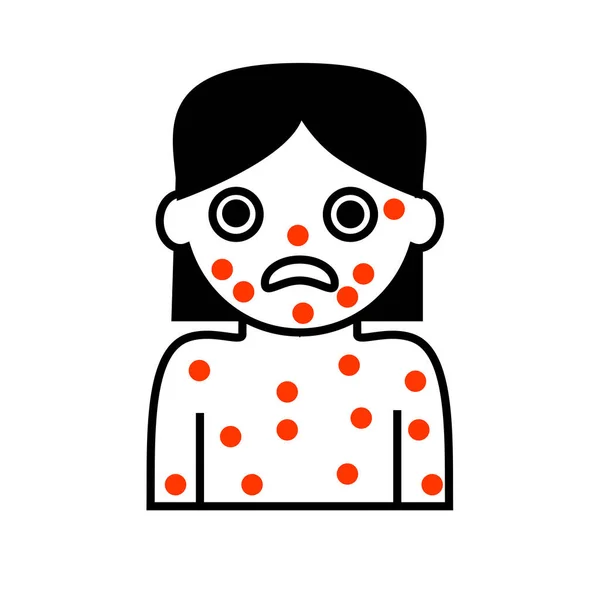 Flat Illustration Chicken Pox Smallpox Baby Girl Vector Icon Web — Stock Vector