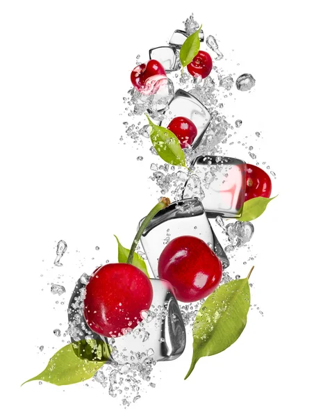 Ice cherries on white background — Stock Photo, Image
