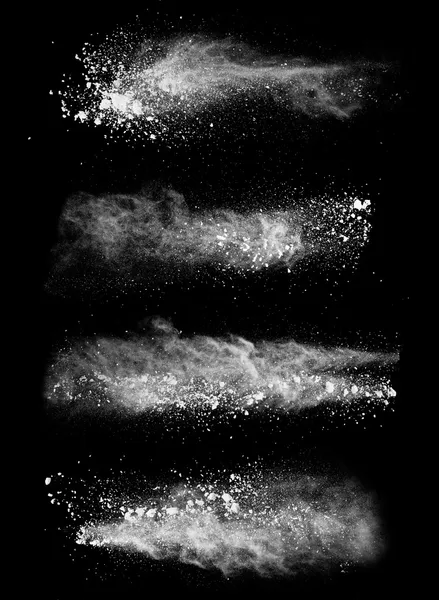 White dust collection on black background — Stock Photo, Image