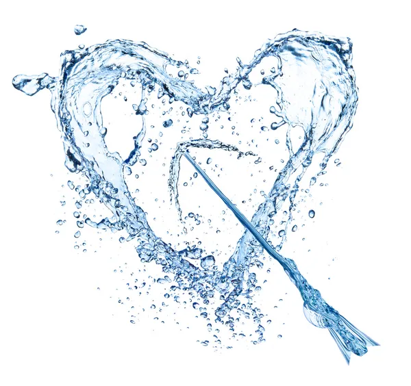 Water splash heart on white background — Stock Photo, Image