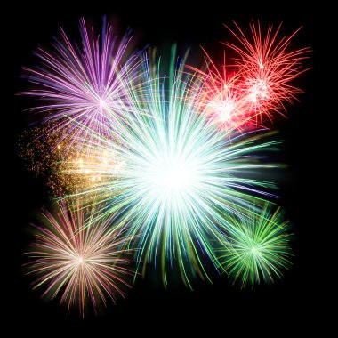 Siyah arkaplan üzerine havai fişek