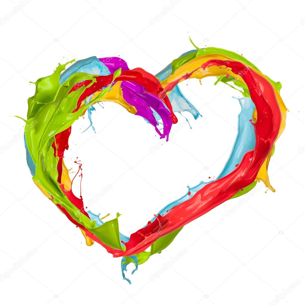 Colored splashes heart