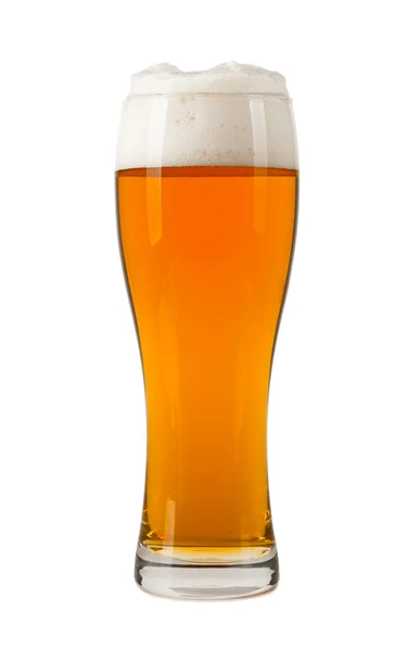 Half litre glass of beer on white background — Stock Photo, Image