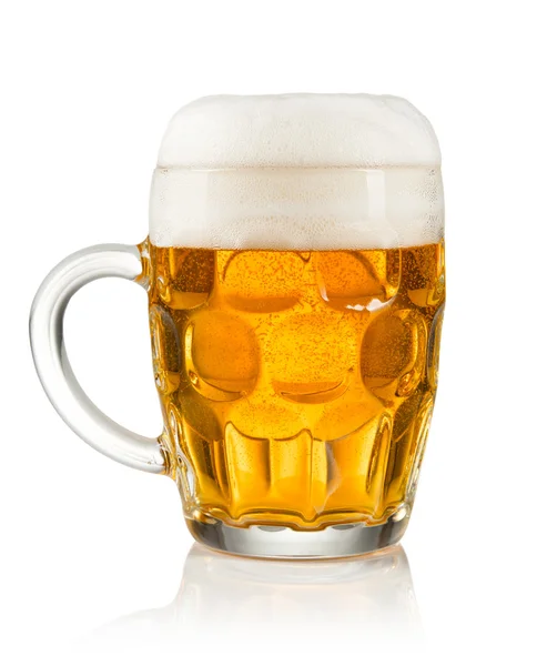 Half litre glass of beer on white background — Stock Photo, Image