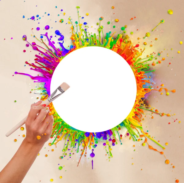 Colored paint splashes in round shape — Stock Photo, Image