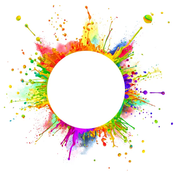 Colored paint splashes in round shape — Stock Photo, Image