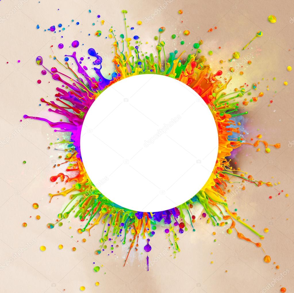 Colored paint splashes in round shape