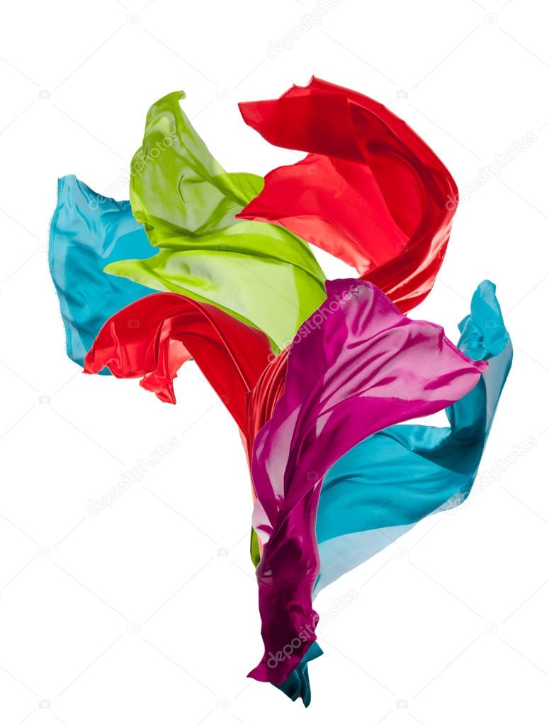 Abstract colored silk on white background