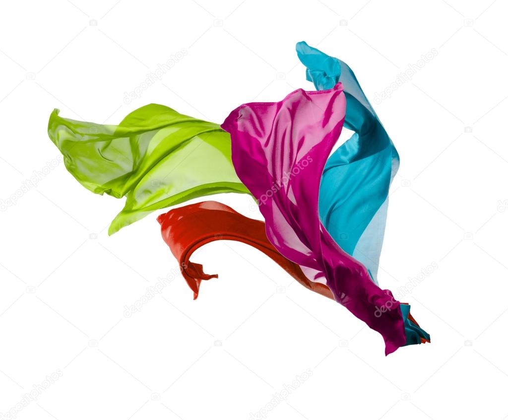 Abstract colored silk on white background