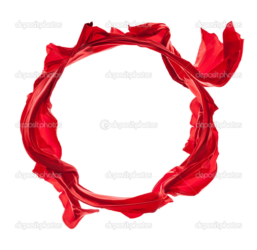 Red satins in circle shape on white background