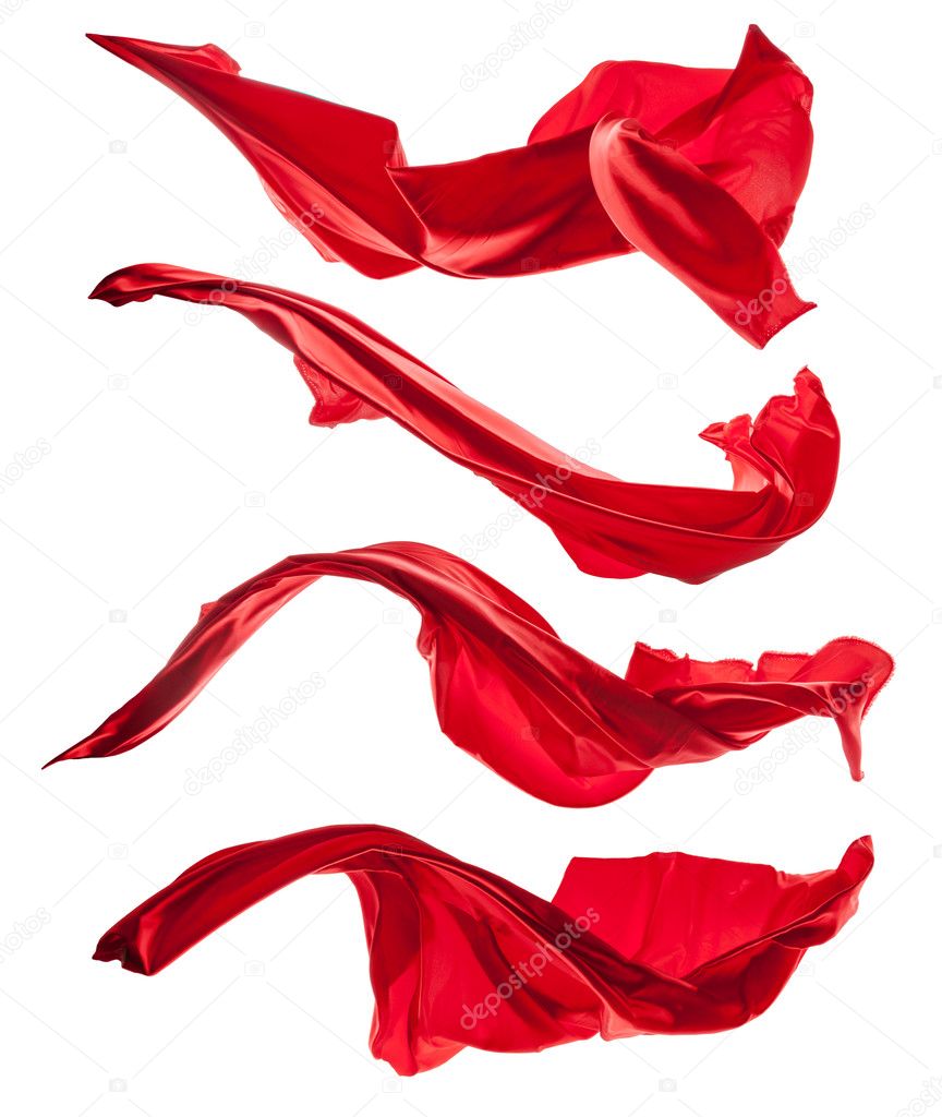 Abstract red satins on white background