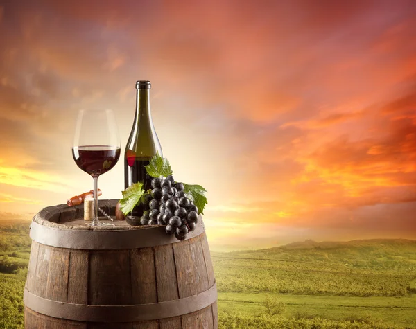 Red wine with vineyard — Stock Photo, Image