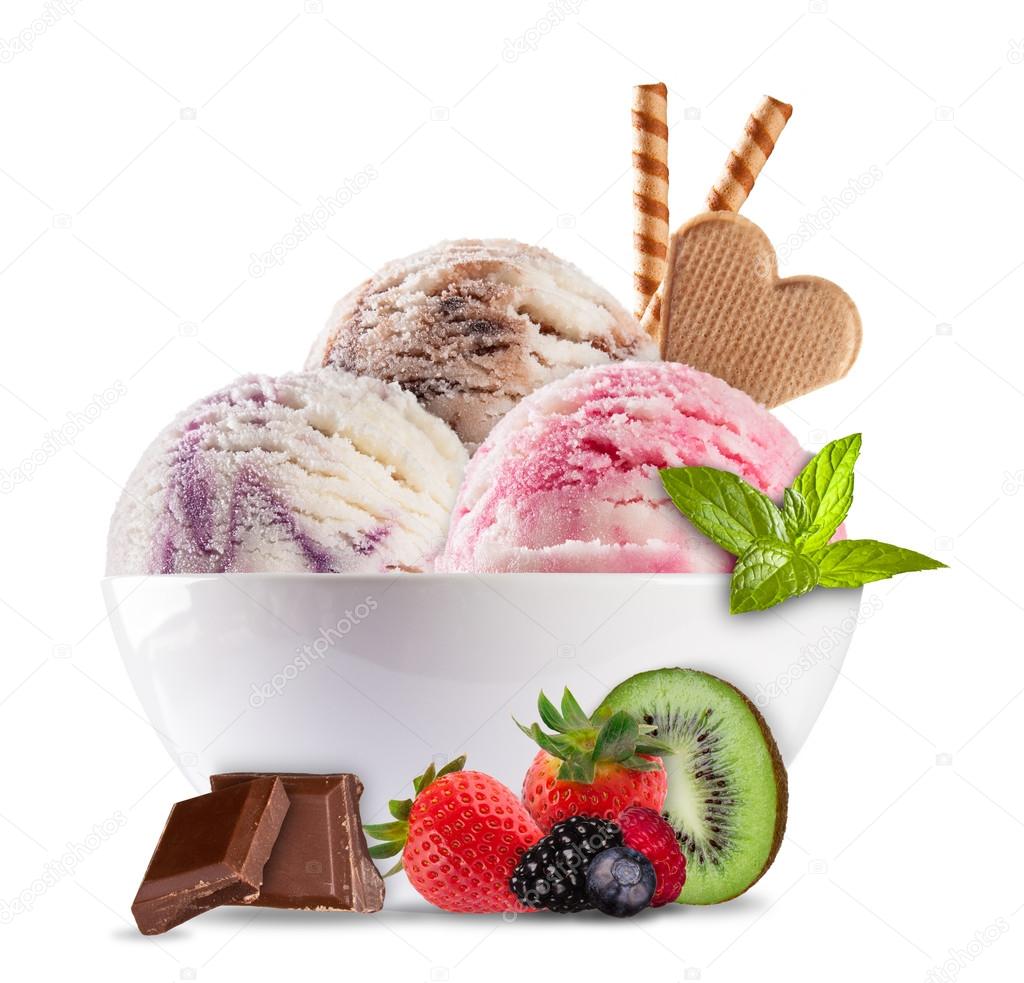 Ice cream on white background