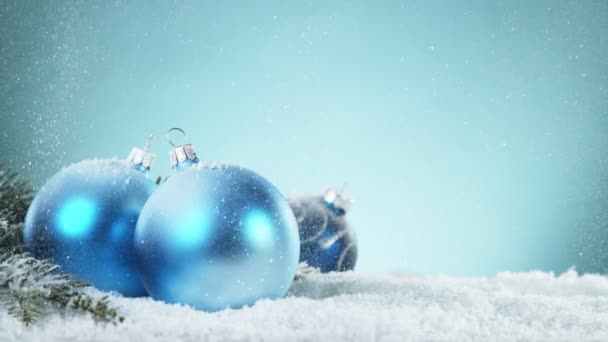 Super Cámara Lenta Nieve Que Cae Con Decoración Navidad Naturaleza — Vídeos de Stock