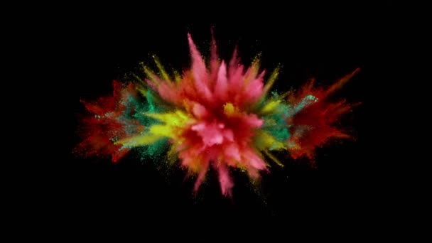 Super slow motion of coloured powder explosion — Stock Video