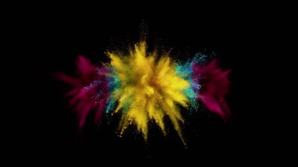 Super zpomalení výbuchu barevného prášku — Stock video