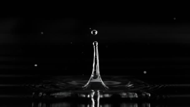 Super Slow Motion Vatten Droppe Detalj Svart Bakgrund Inspelning Höghastighetsbio — Stockvideo