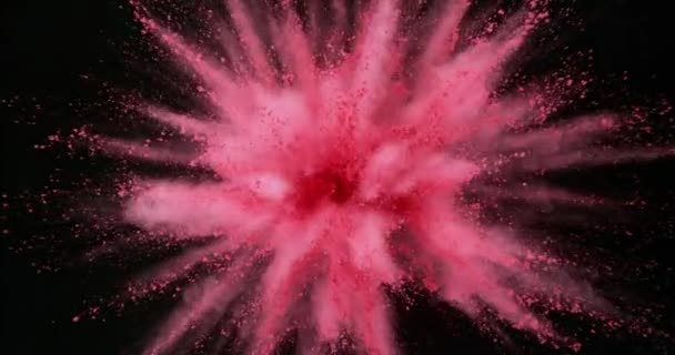 Super Zpomalení Výbuchu Barevného Prášku Izolovaného Černém Pozadí Natočeno Vysokorychlostní — Stock video