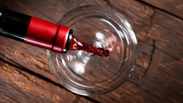 Super Slow Motion Pouring Red Wine Glass Filmed High Speed — Stock Video