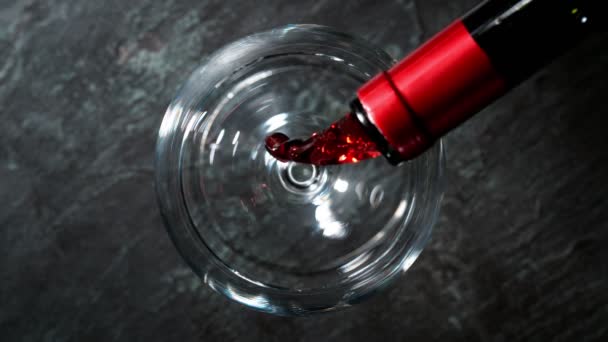 Super Slow Motion Pouring Red Wine Glass Filmed High Speed — Stock Video