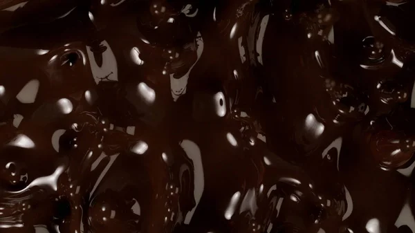 Närbild Stänk Mörk Smält Choklad Ovanifrån — Stockfoto