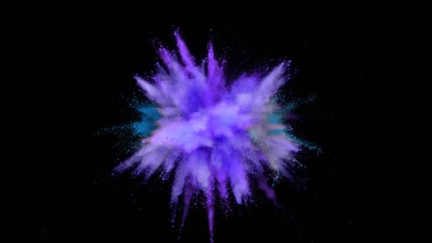 Super Slow Motion Colored Powder Explosion Isolated Black Background Filmed — Stock Video