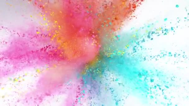Super Slow Motion Colored Powder Explosion Isolated White Background Speed — Stock Video