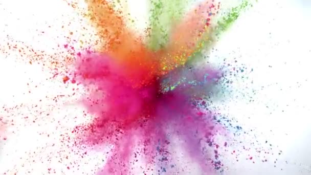 Super Slow Motion Colored Powder Explosion Isolated White Background Speed — Vídeo de Stock